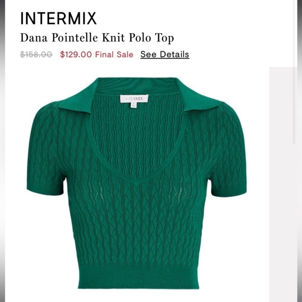 Intermix Pointelle Knit Polo Top - Picture 3 of 8